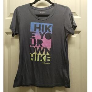 Columbia Women's Size Small Hike Your Own Hike Blue Graphic Inspirational Tee